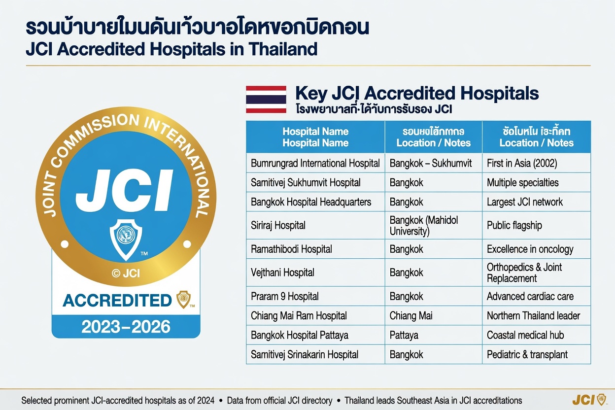 ** List of JCI-accredited hospitals in Thailand including Bumrungrad