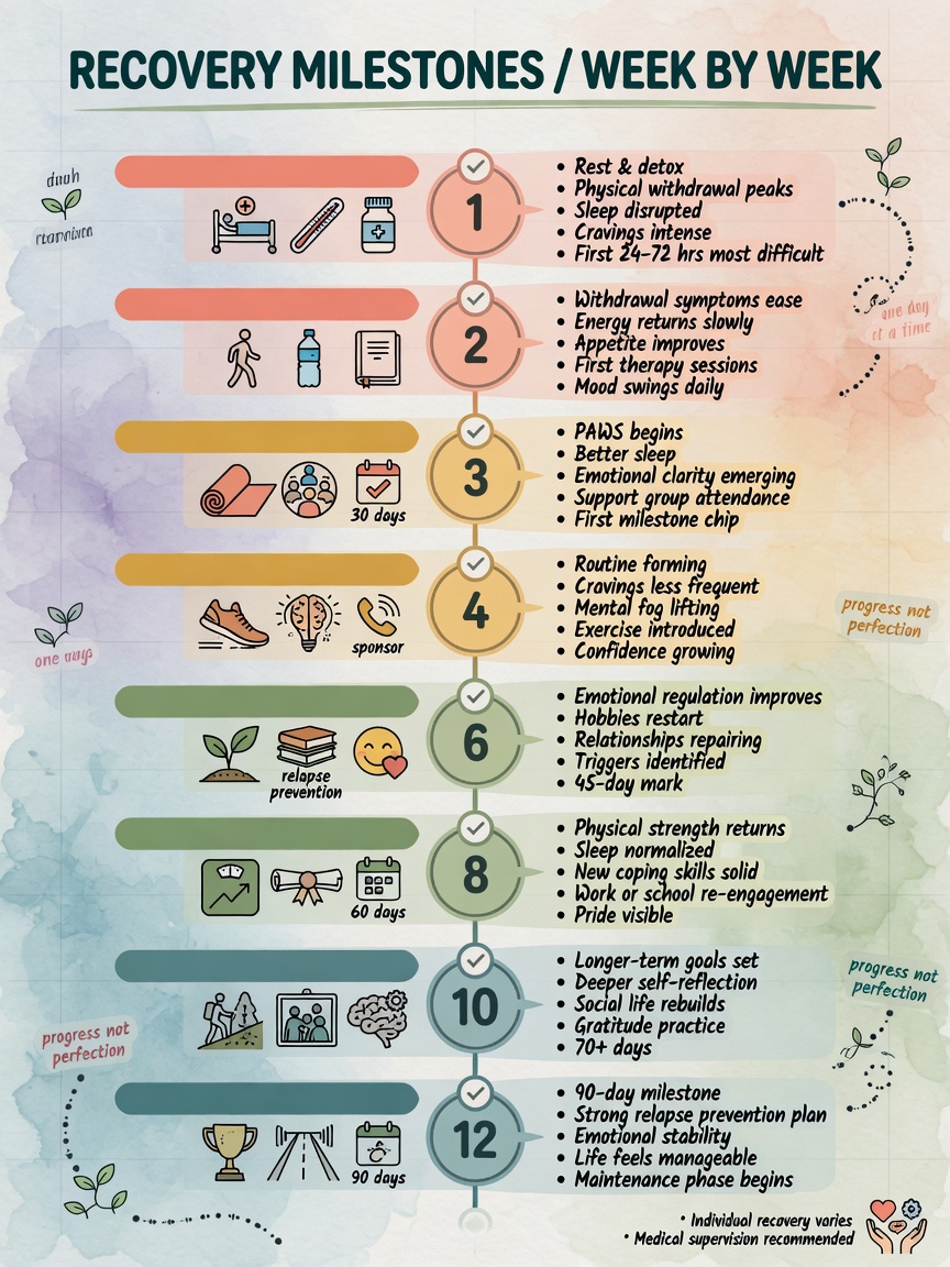 ** Infographic showing recovery phases after sleeve plus surgery in Thailand