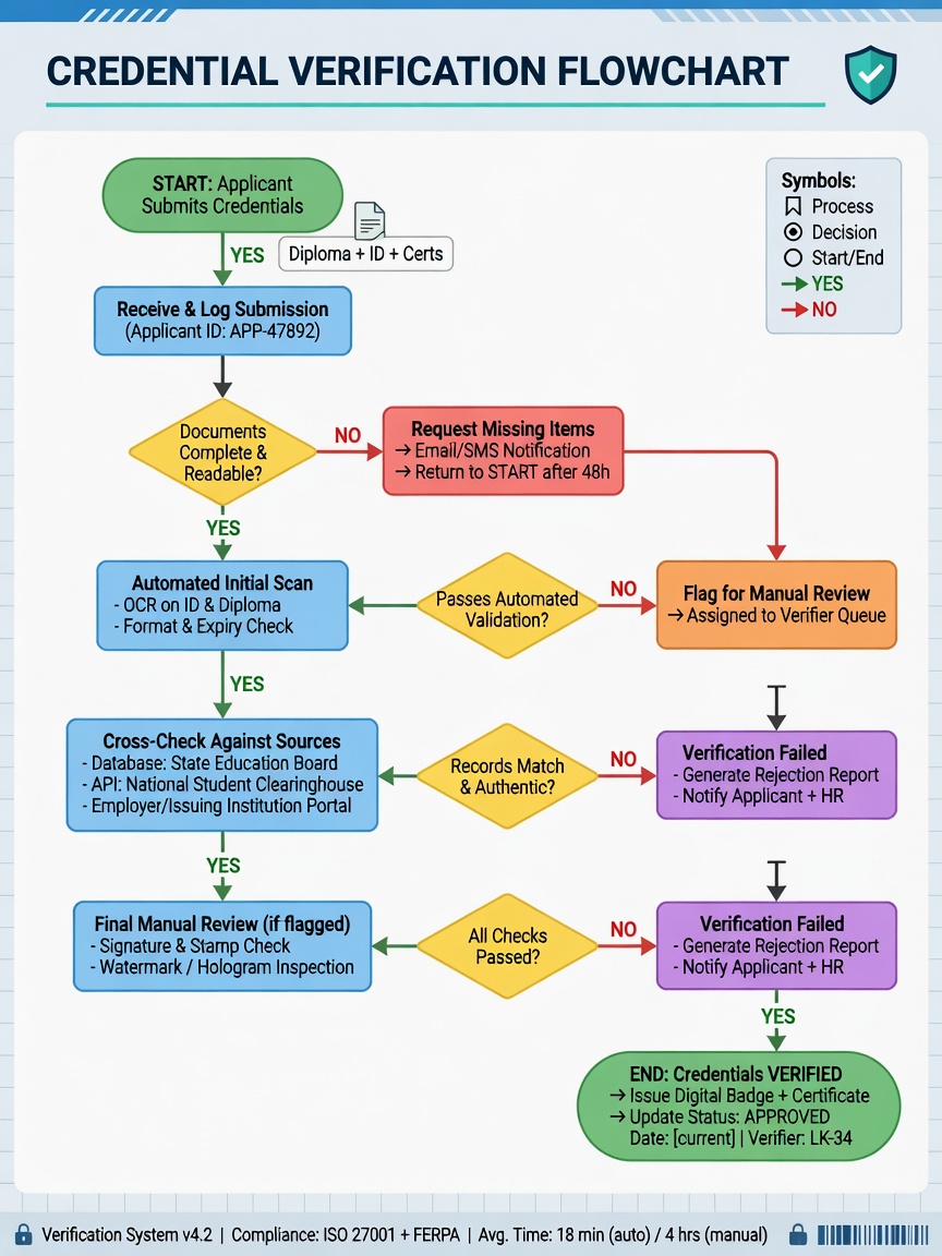 ** Step-by-step flowchart showing how to verify overseas plastic surgeon credentials through medical boards and international organizations