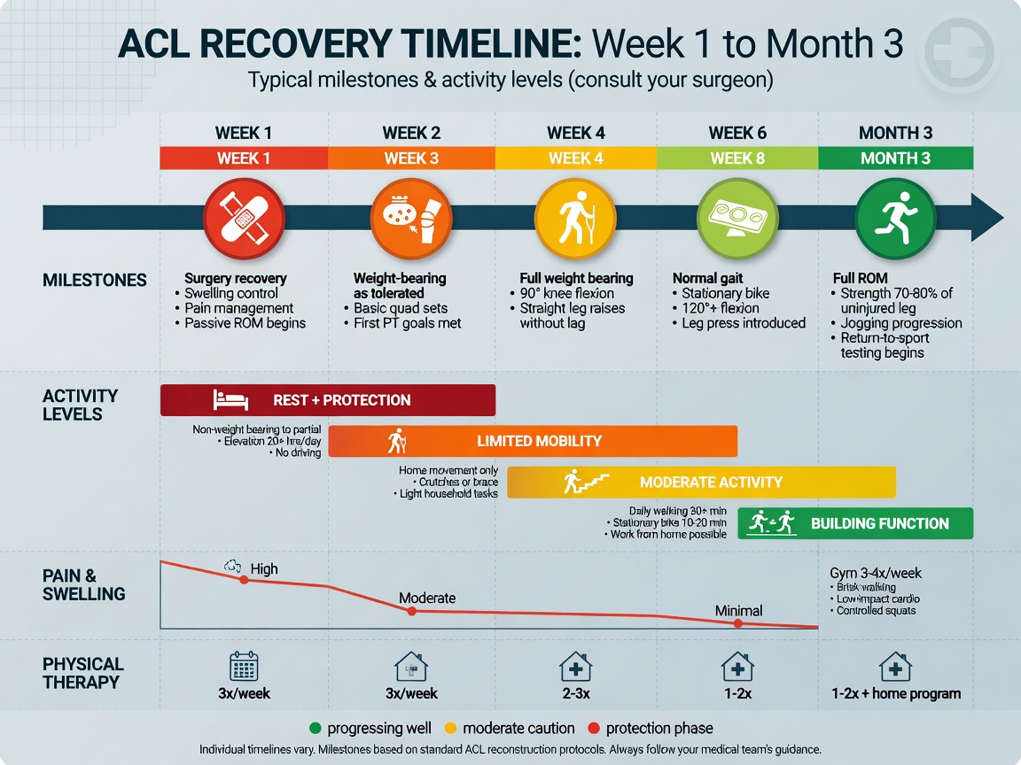 ** Graphic timeline showing recovery stages after minimally invasive spine surgery